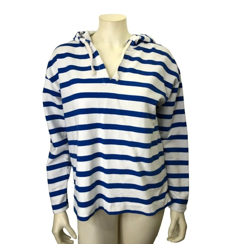 J CREW‎ WOMEN  STRIPE HOODED SWEATSHIRT MD